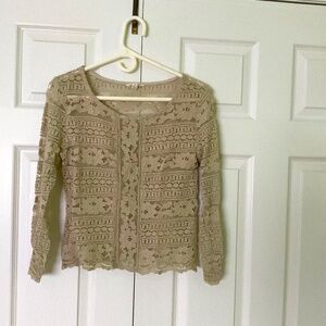 Adiva lace long sleeve top, cream color, size m